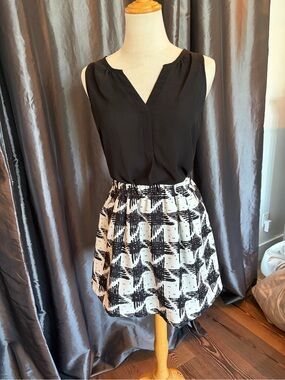 Darling Lush 2 Piece Skirt Set Black and Cream